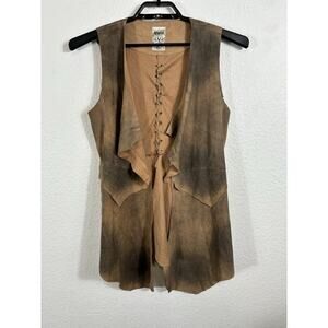 Vocal Vest Women’s Size M Brown Polyester Rocker Open Front